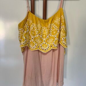Eyeshadow Yellow and Pink Embroidered Camisole